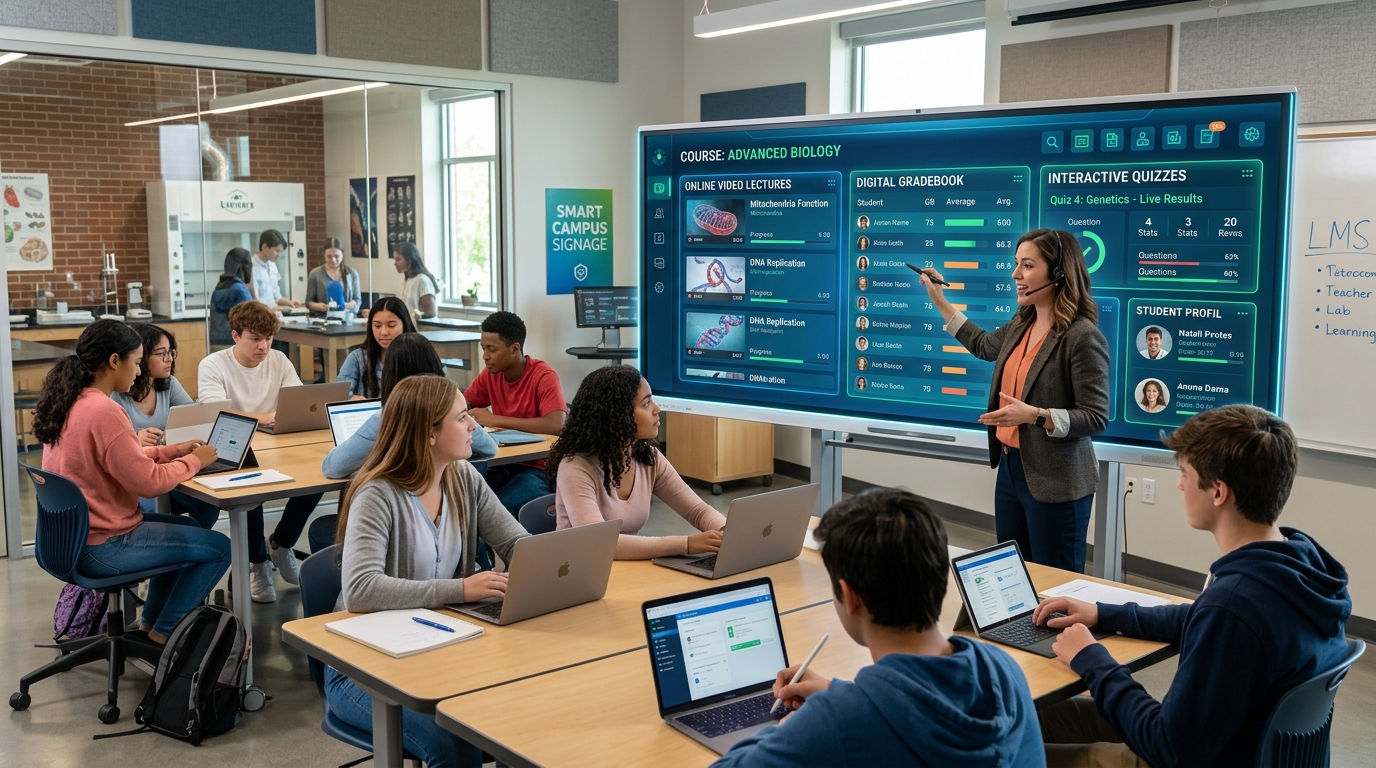 Integrated Learning Management Systems (LMS) in Education ERP: Hybrid Classrooms, Online Exams, and Video Lectures