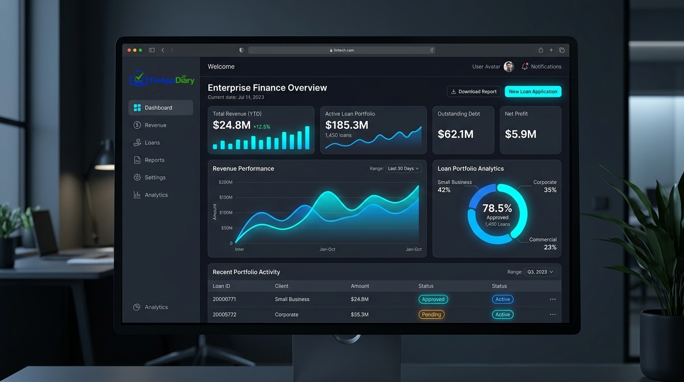 FinAppDiary Enterprise Finance Management Software Dashboard